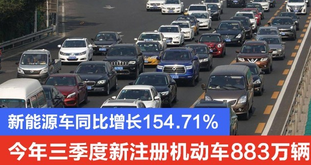 公安部：前三季度新能源汽车增187.1万辆