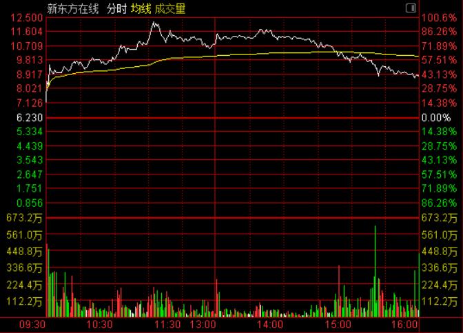 新东方在线股价收涨39.97% 盘中一度涨超100%