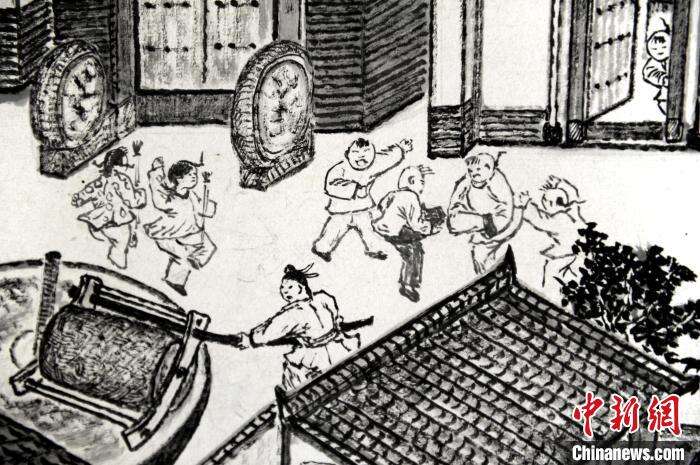 陕西七旬老人绘制14米家乡古城图 留住“逝去”的美好记忆