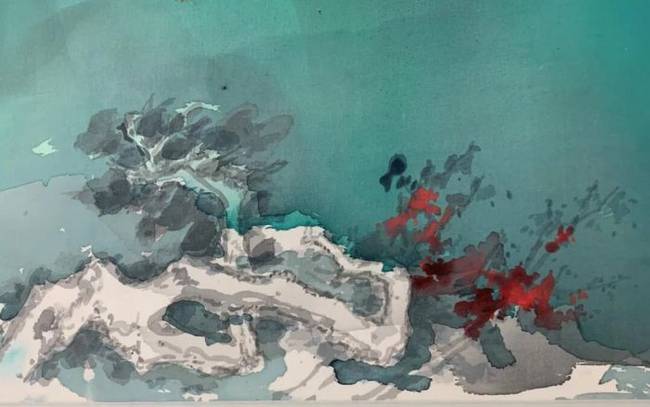张大千泼彩《翠岭晴云》将拍卖,这幅画卢燕已珍藏多年